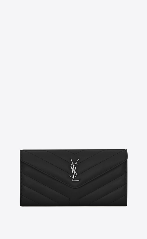 Loulou large flap wallet in matelassé "y" leather